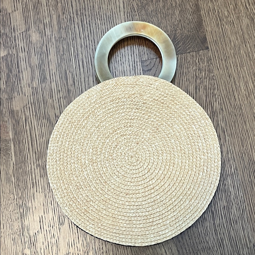 Vintage Majunga Round Straw Bag with Lucite Handle